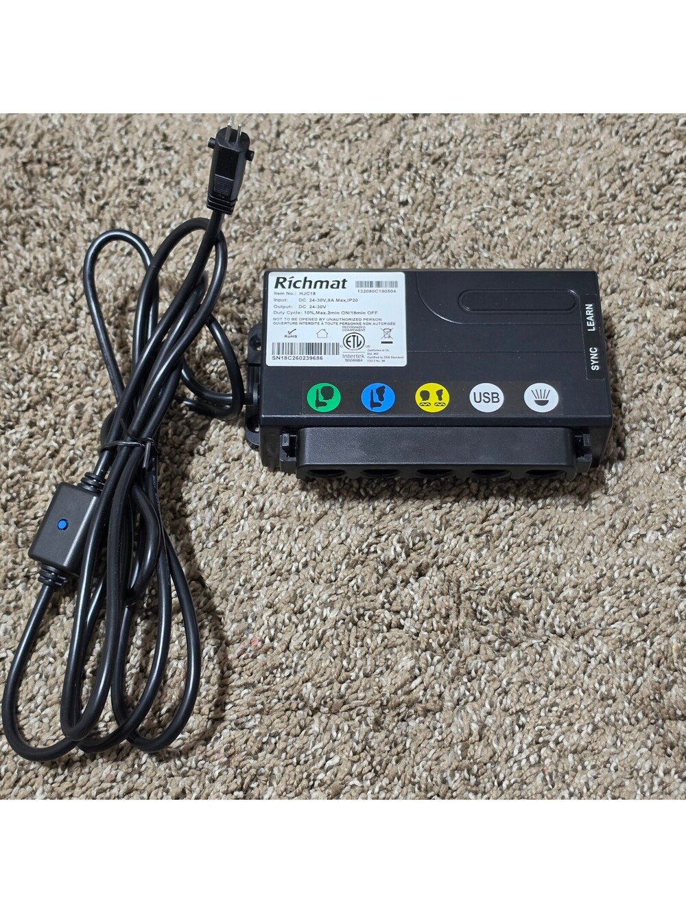 Richmat HJC18 Adjustable Bed Control Box 24-30V 8A Massage USB Light